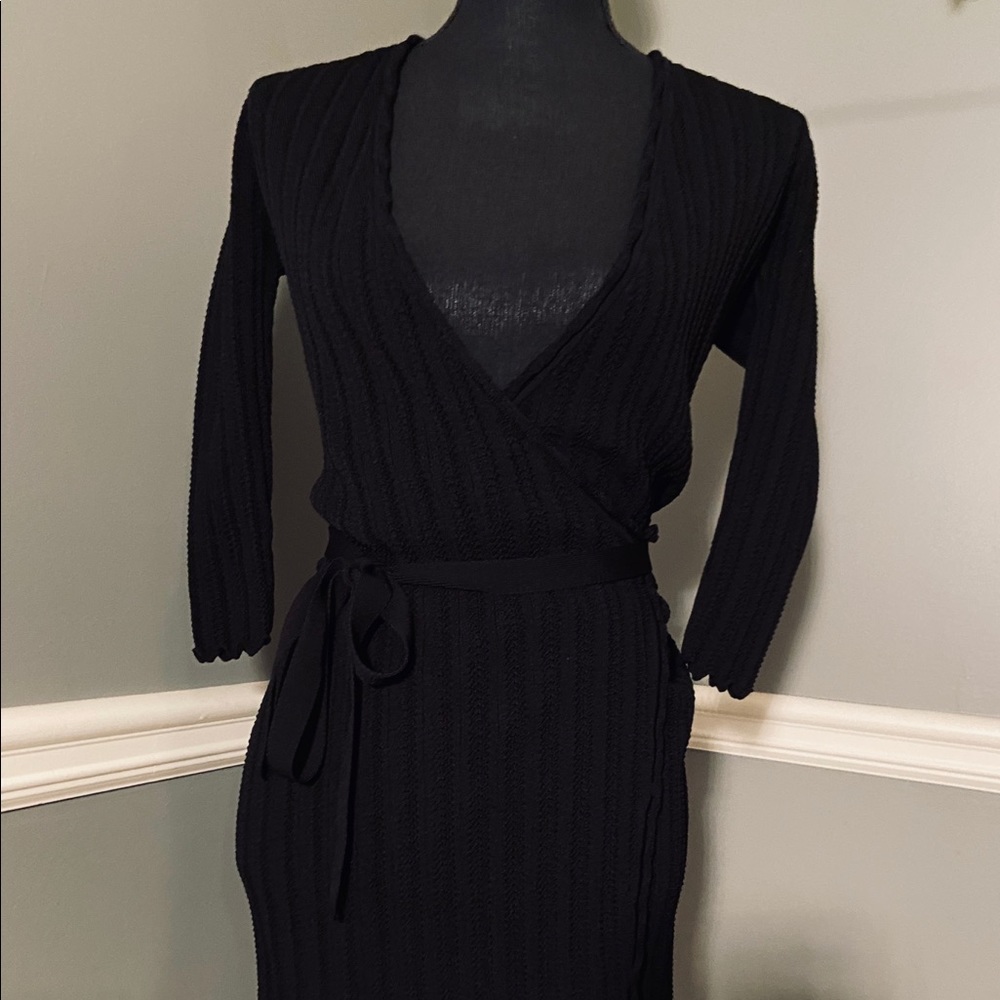 French Connection Black Mini Wrap Dress